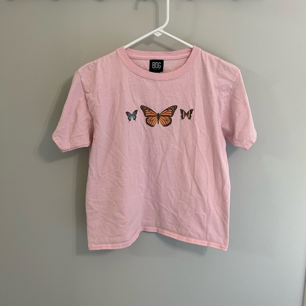 BDG Pink Butterfly Graphic Tee Sz S